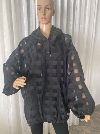 MUST HAVE - edle Bluse/Jacke mit Kapuze, nero, L/XL