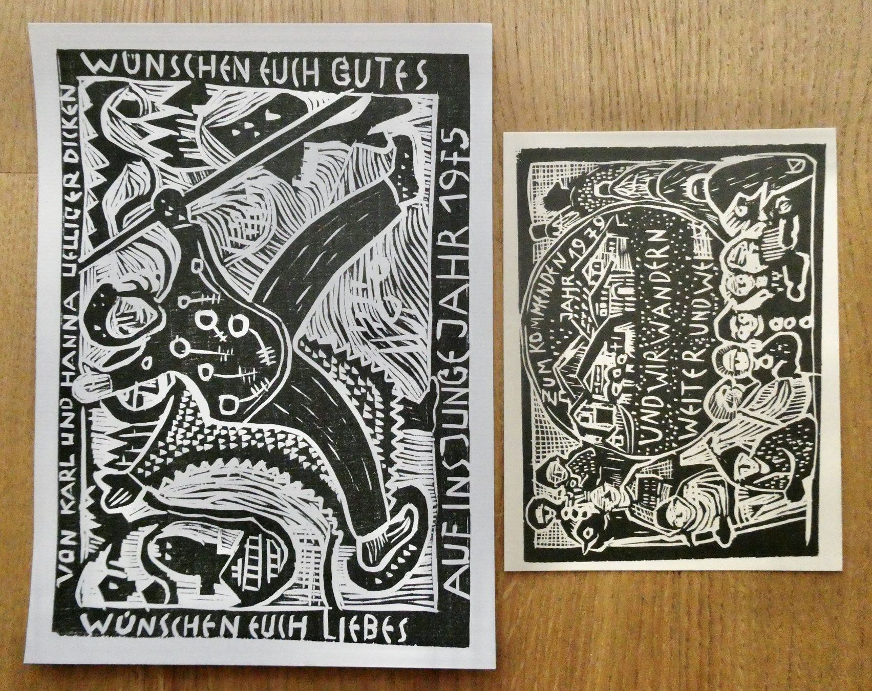 Holzschnitte: 2 Holzschnitte Karl Uelliger 1975 + 1979 – Gebraucht aus Lüchingen von Eeizo 1