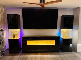 Vitrinen mit Gold Glas Holz Designer Jan Grad by Bretz