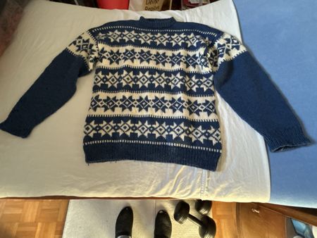 Warmer Winter Pullover, Norweger Strickmuster, Grösse M