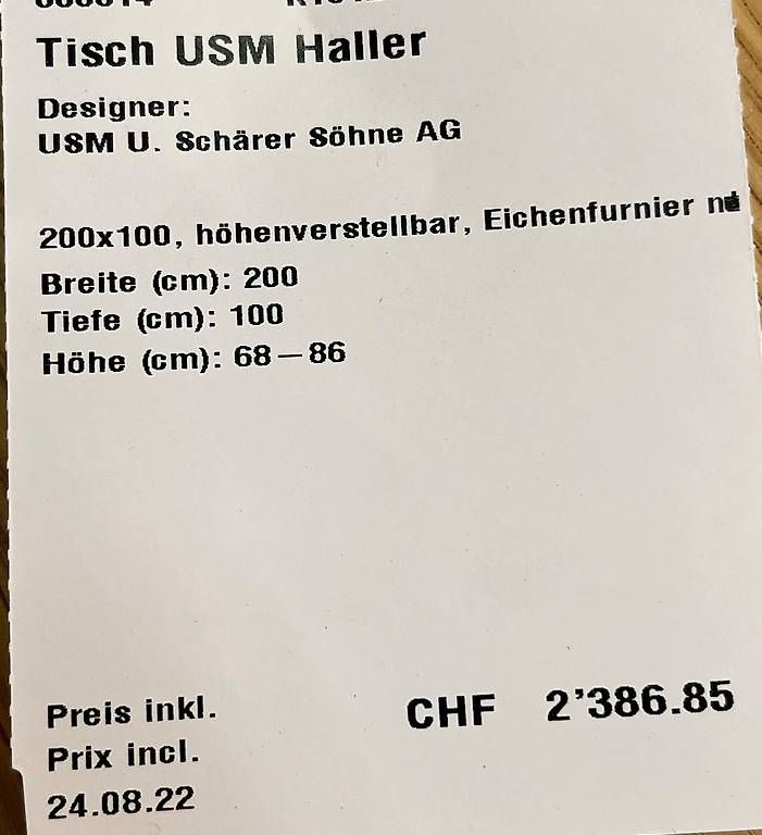 Tavoli: Tisch USM Haller, Eichenfurnier, 200 x 100 cm – Usato da Bern venduto da daskannweg 3