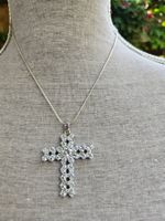 Echtes Silber Kette und Anhänger Kreuz mit Zirkonia Steinen