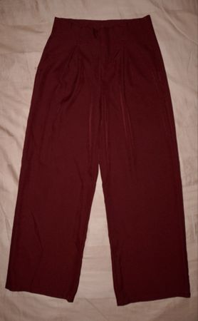 Pantalon bordeaux taille haute coupe large