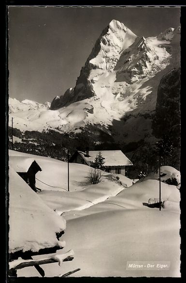 Cartoline postali: Mürren, Verschneiter Ort mit Blick zum  – Usato da Berlin venduto da bartko-reher