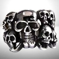 💀✨ Skull King – Massiver Gothic Edelstahlring, Gr. 9 🖤