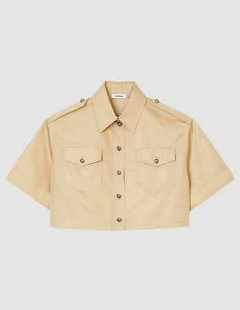 Sandro Indiana Cropped Shirt - Beige Size 1 fits EU 38