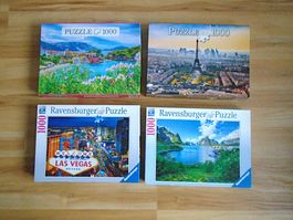4 Puzzle, 1000 Teile, komplett(Las Vegas, Paris)/ Puzzle-SET