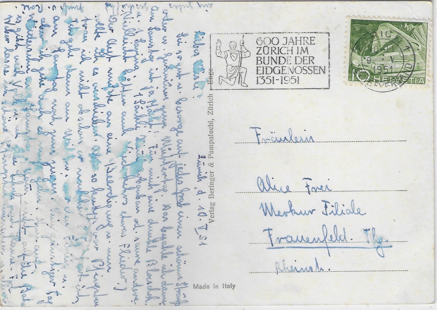 Cartoline postali: Zürich - See und Alpen – Usato da Ettingen venduto da Kartenplanet 1