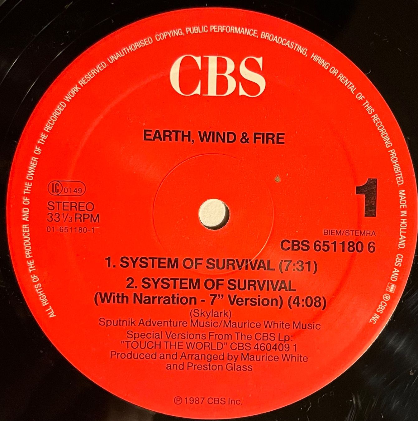 Vinyles: EARTH, WIND & FIRE - SYSTEM OFSURVIVAL - MAXI-SINGLE – D'occasion à Bussigny par vinyl-pas-cher 2