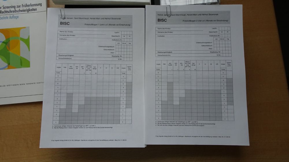 BISC Screening zur Früherkennung von Lese-Rechtschreibschwie (Gebraucht ...
