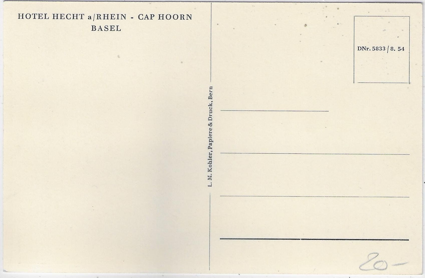 Cartoline postali: Basel - Hotel Hecht a/Rhein - Cap Horn – Usato da Ettingen venduto da Kartenplanet 1