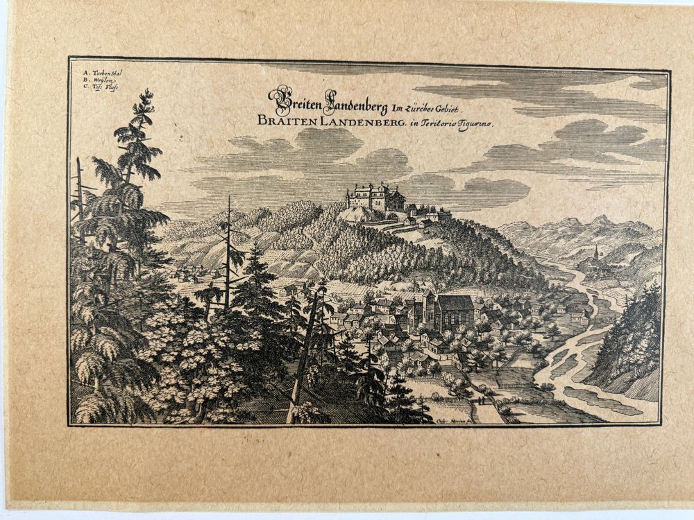 Antiker Holzstich Breiten Landenberg Zürich Schweiz | Kaufen auf Ricardo