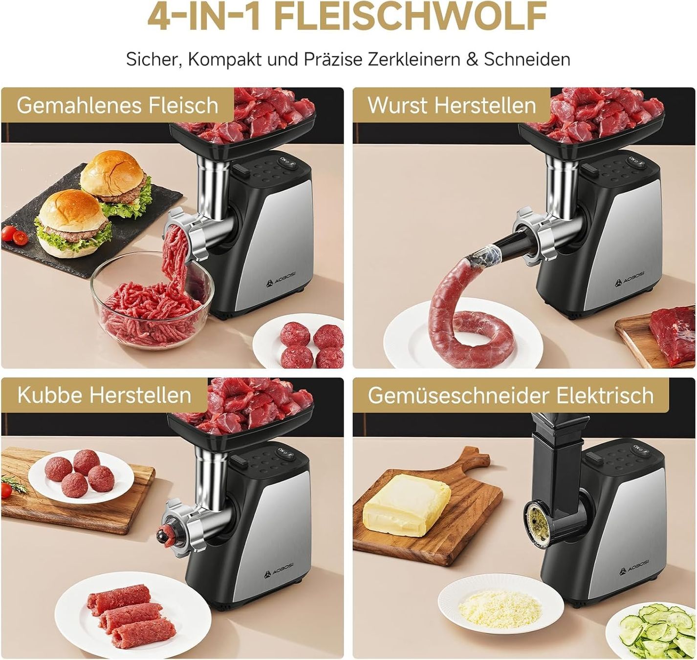 Elettrodomestici da cucina: Elektrischer Fleischwolf mit Wurstaufsätzen – Nuovo e nell'imballaggio originale da Herisau venduto da Senn24 2