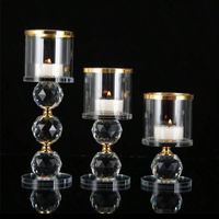 Winter-Deko: 3er Set Kerzenständer Glas/Gold Optik