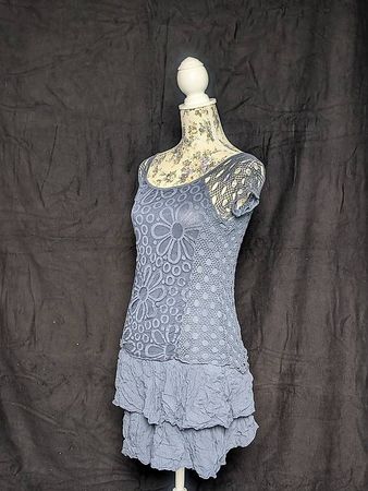 Blaues Baumwoll-Sommerkleid  Gr. 3436, Stretch