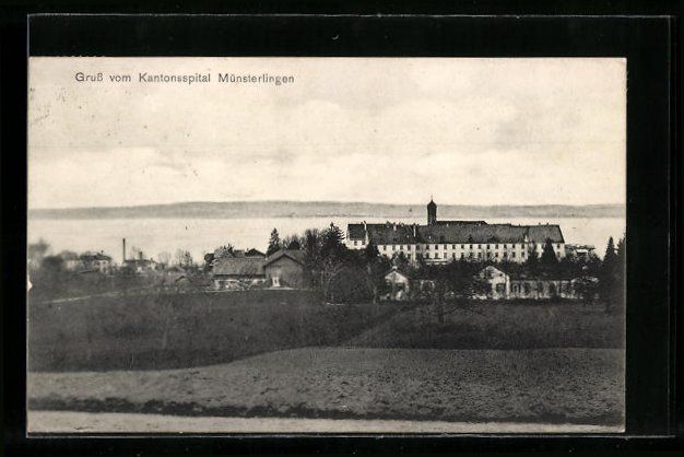 Cartoline postali: Münsterlingen, Kantonsspital mit Blick  – Usato da Berlin venduto da bartko-reher
