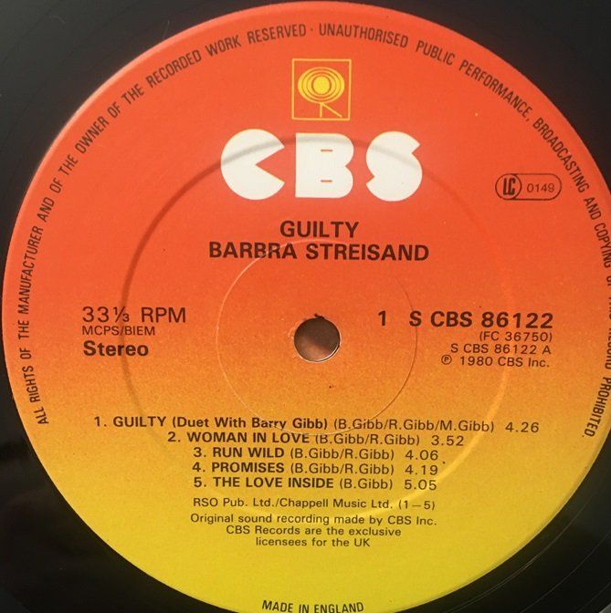 Dischi in vinile: Barbra Streisand - Guilty (LP) – Usato da Grüningen venduto da azulvinyl 2