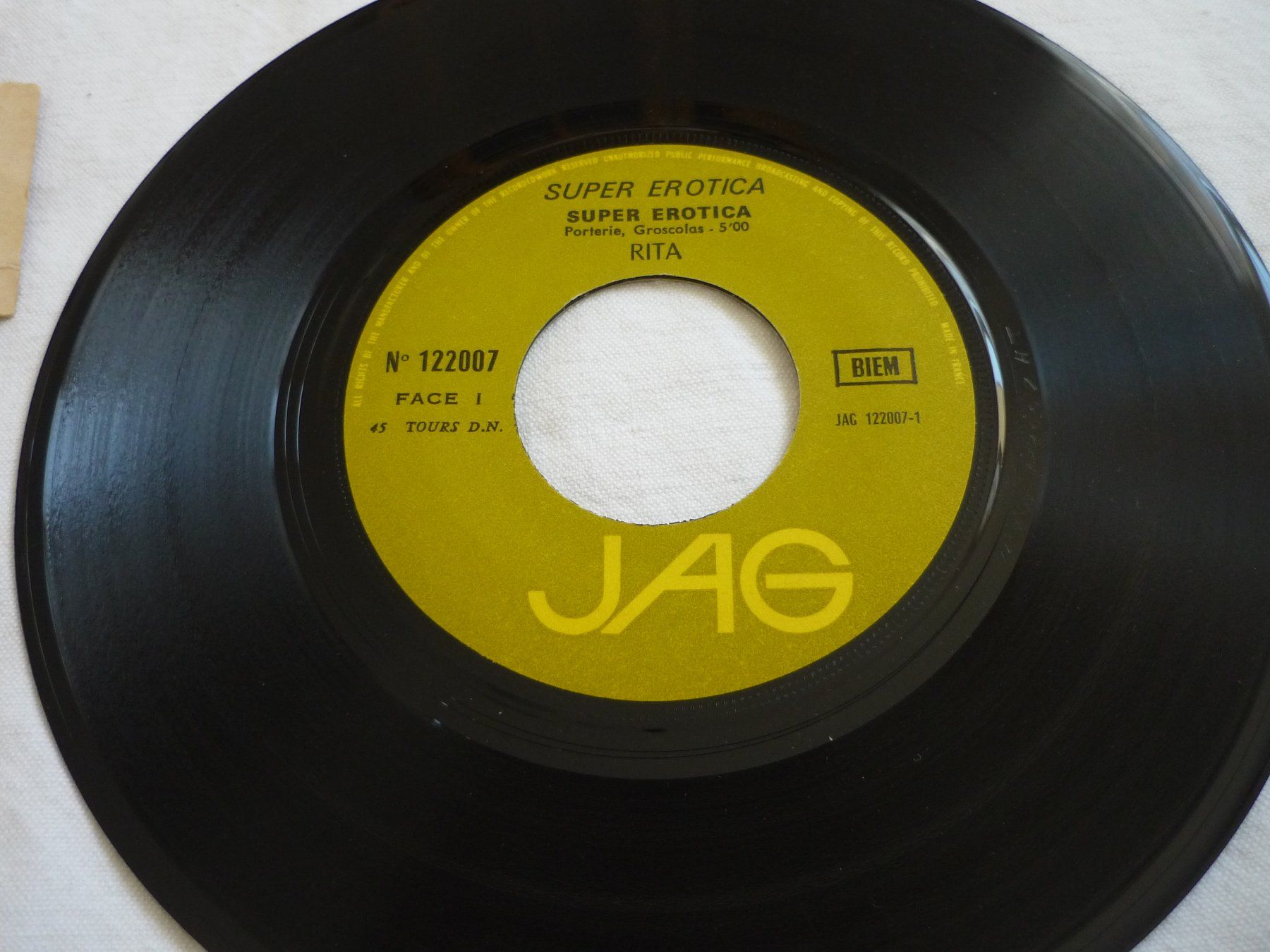 Dischi in vinile: 7" Single - 1x Super Erotica - JAG – Usato da Beringen venduto da Flatretriever 1