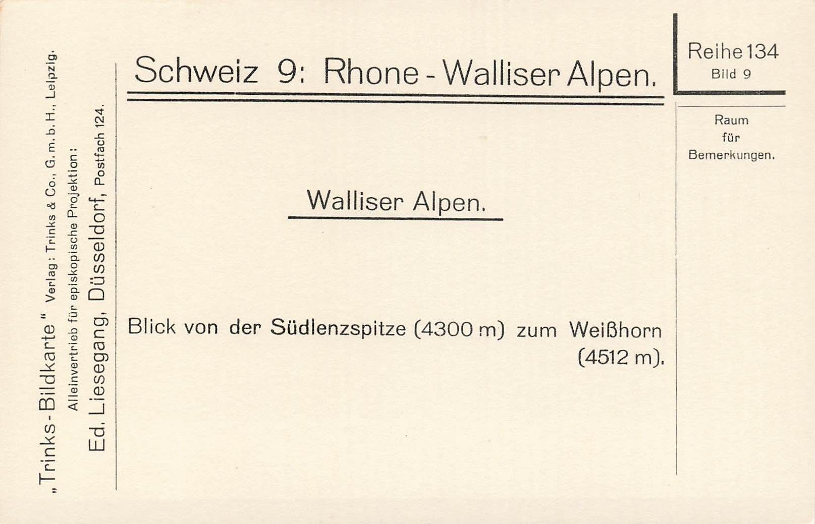 Cartoline postali: Blick von südlenzspitze weisshorn – Usato da Biasca venduto da Blenio71 1