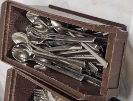 Dessert Besteckset Metall im Kasten gebraucht