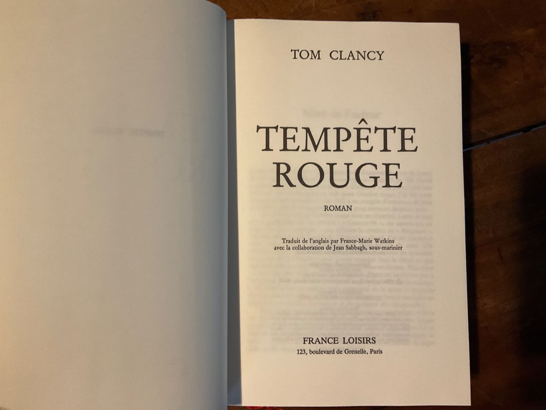 Bücher: Tom Clancy Tempête Rouge Roman relié – Gebraucht aus Avenches von Lactobacille 1