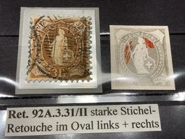 Stehende Helvetia 92 A Ret.3.31/II Oval li+re