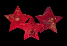 Rote Holzsterne, Weihnachtsdeko, 3 Stück, Unikate
