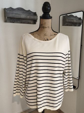 H&M Streifenpullover maritim Weiss/Schwarz Gr. XL
