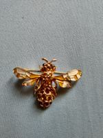Brosche Bienen Design goldfarben mit Steinen neuwertig