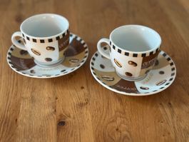 2 Kaffee-Tassen mit Unterteller, Top Zustand!