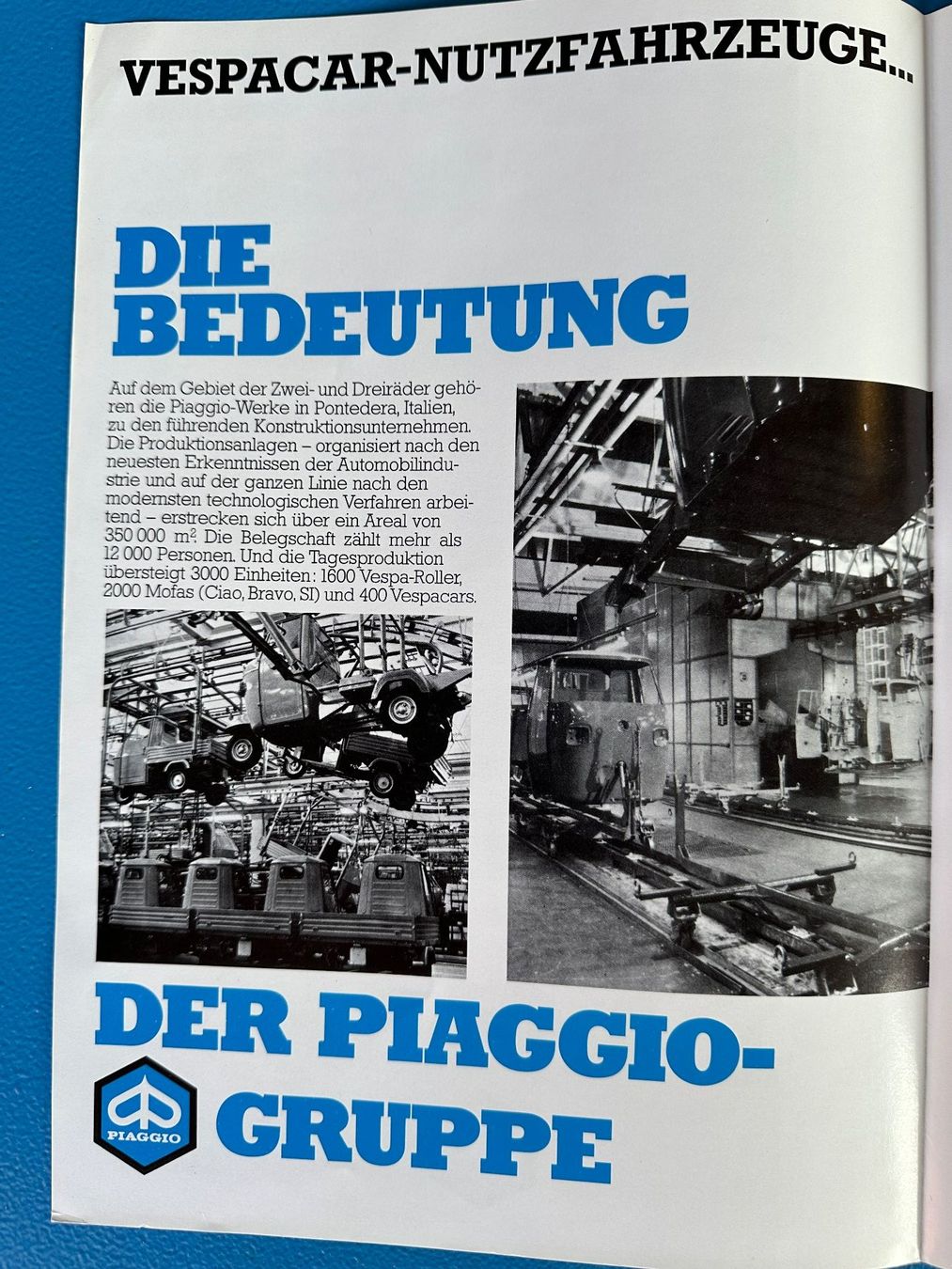 Piaggio Documenti: Vespacar  Piaggio , Prospekt – Usato da Boswil venduto da pavo1 1