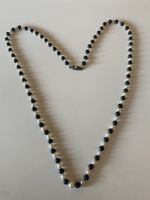 Elegante Vintage Halskette, 835 Silber, Onyx und echt Perlen