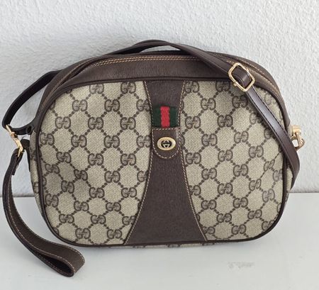 Gucci Vintage Clutch/Crossbody Tasche Oval Leder Braun  