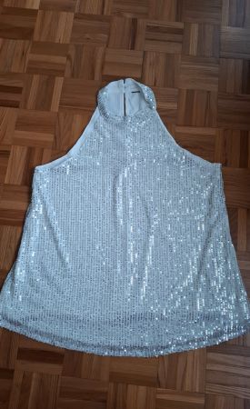 Top Effordram à sequins blanc-argent/Paillettentop Effordram