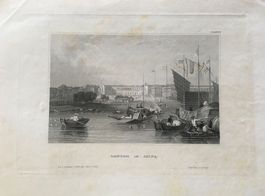 Stahlstich um 1850 - Canton in China