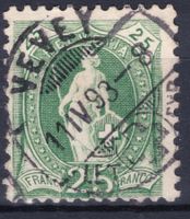1893 Stehende Helvetia 67C sehr feiner Druck, Vollstpl VEVEY