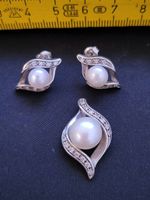 Edles Schmuckset silbern mit Perlen