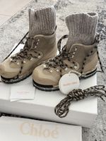 Chloé Nikie Suede & Knit Hiking Boots – Beige / Natural