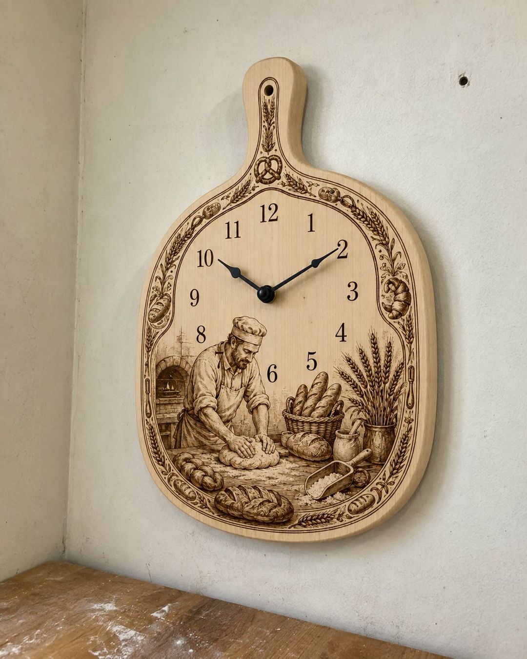Orologi: Bäcker-Wanduhr aus Holz – Nuovo e nell'imballaggio originale da Eggiwil venduto da WQ_Emmental