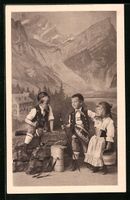 Niedliche Kinder aus Appenzell vor einer