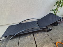 Liegestuhl Rattan Optik dunkelgrau verstellbar gut erhalten