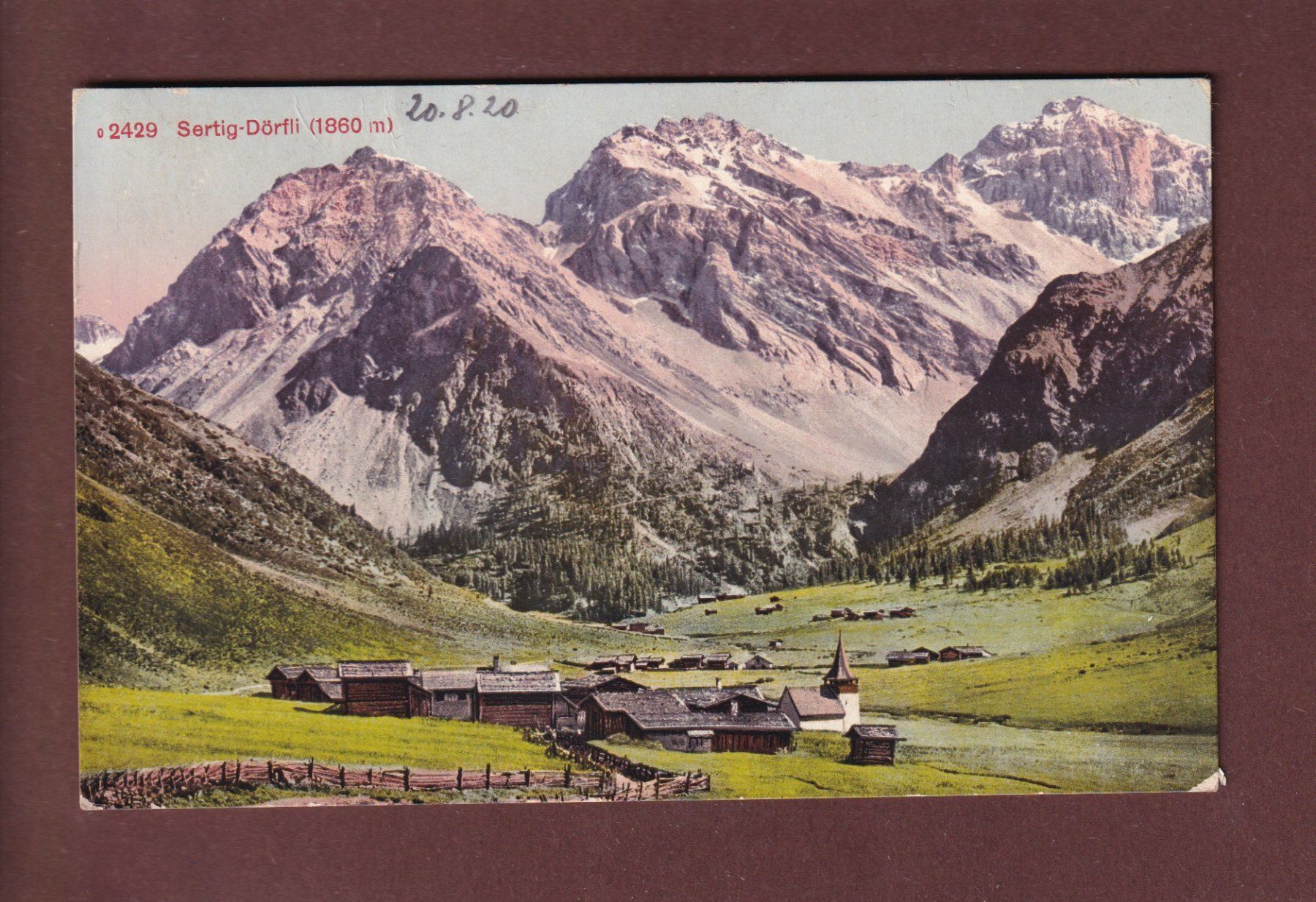 Cartoline postali: Davos - SERTIG-DÖRFLI - 1920 – Usato da Pully venduto da nicecards