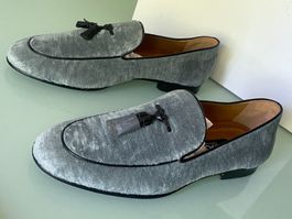 TOM FORD Tassel French Blau Velvet Mokassins Loafers 41 NEU