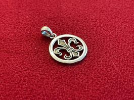 Anhänger Französische Lilie 925 Sterling Silber Steel Art