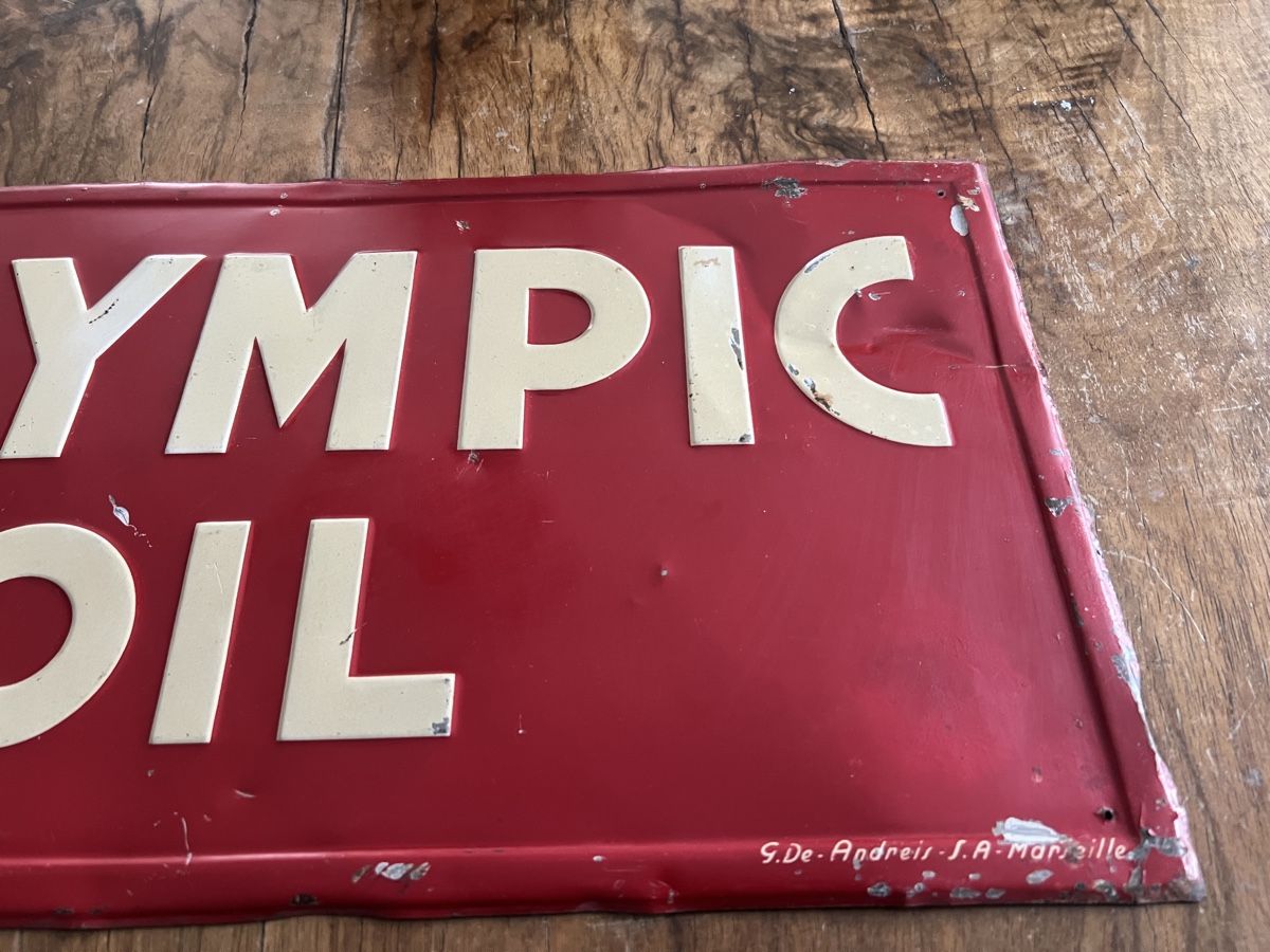 Schilder: Altes Blechschild Olympic Oil  – Gebraucht aus Mellingen von Oelquelle 2