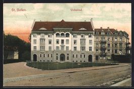AK St. Gallen, Volksbad mit Rasenstück