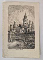 AK Dom in Mainz, Originalradierung von G.W.Schwenzer