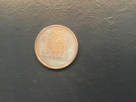 Gedenkmünze Schweiz 5 Franken 1974 unzirkuliert