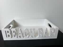 Weisses Holztablett «Beach Bar», Deko für Sommer ☀️