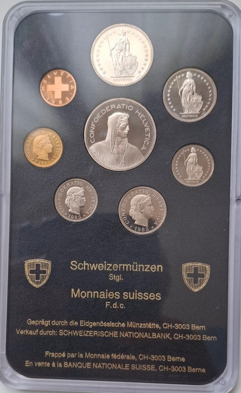 Alle Münzen: SET de monnaie suisse de 1983 - non circulé FDC – Neu und originalverpackt aus Fribourg von Kiki020 1